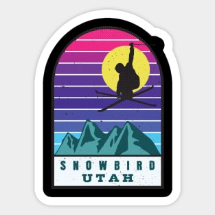 Ski Snowbird Utah Retro Sunset Sticker